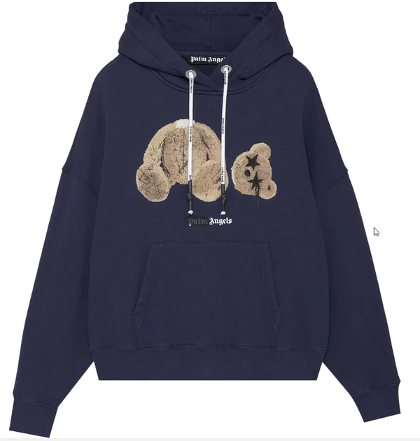 Palm Angels Spray Bear Hoodie 'Navy/Brown'