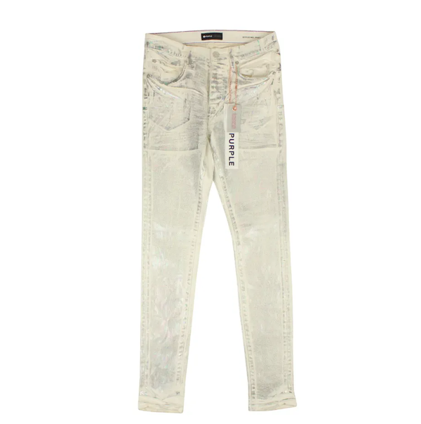 Purple Brand White WHITE X RAY IRIDESCENT WAVE FOIL Jeans
